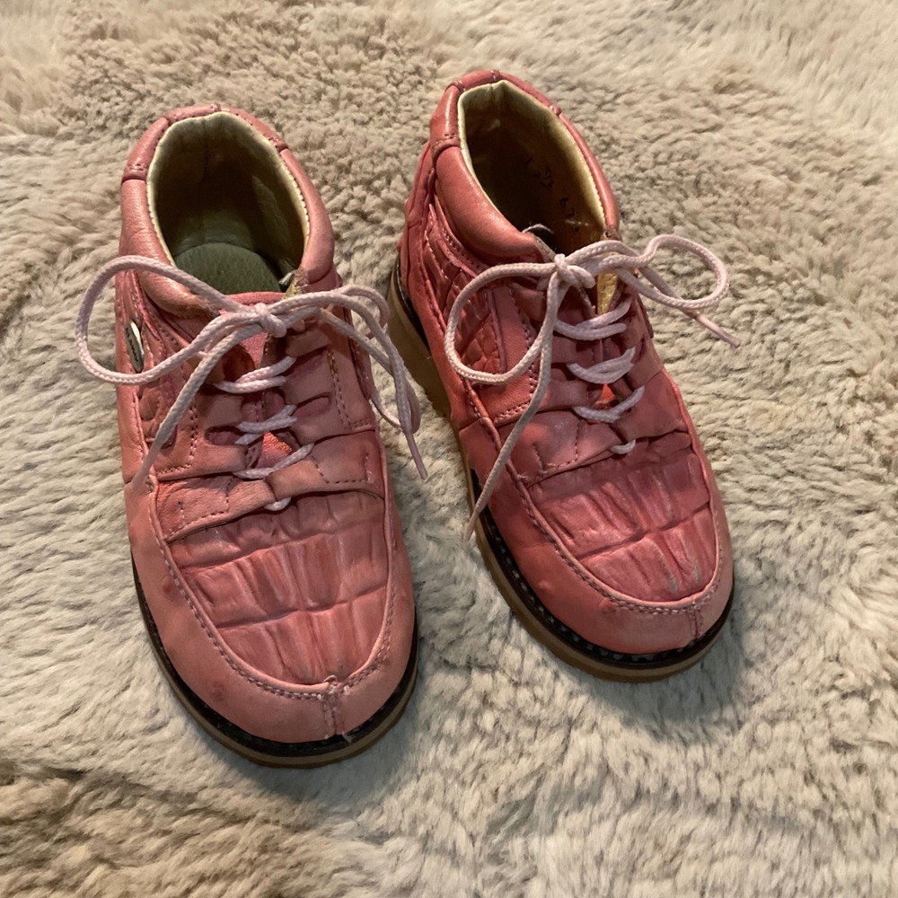 Alamos Leather Lace Up Chukka Boots Leather Pink Size 9‎ Toddler Western Cowgirl